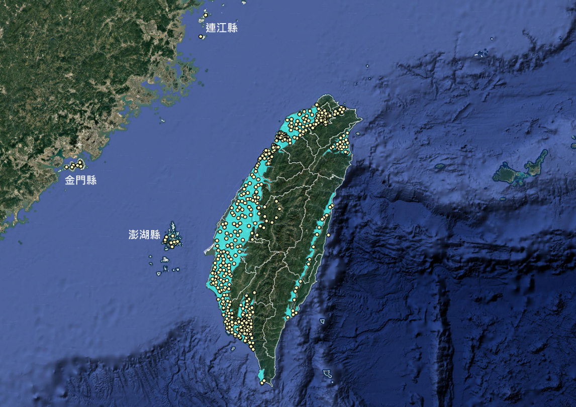 Figure 1.　Distribution of Taiwan's Regional Groundwater Monitoring Wells